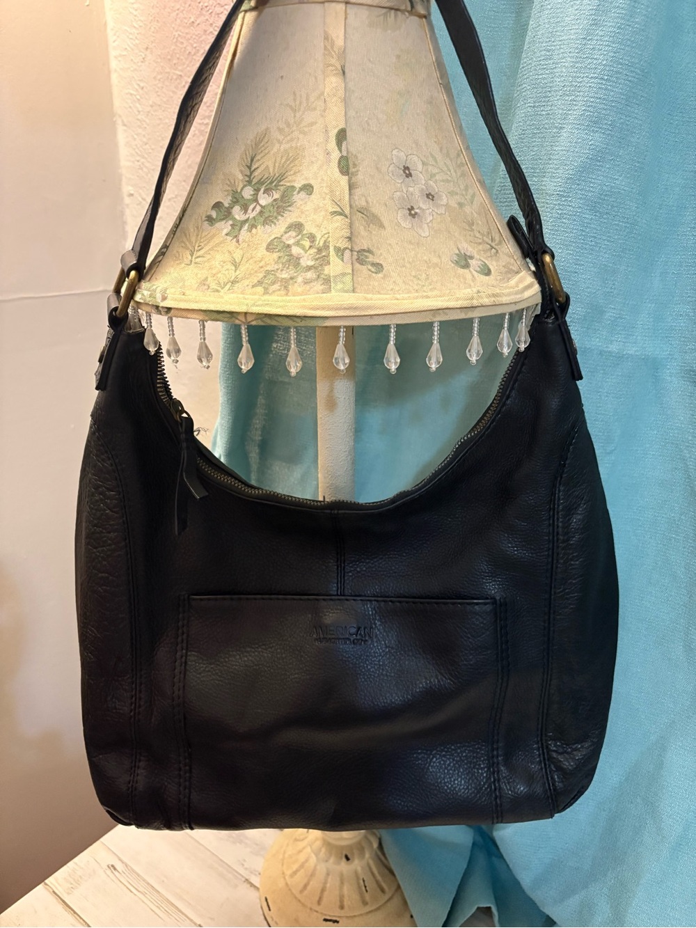 American Leather Women's Black Leather Shoulder Bag - Classic Everyday Tote